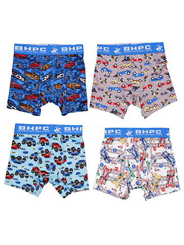 Beverly Hills Polo Club Boys' 4-Pack Car Print Boxer Briefs - CookiesKids.com