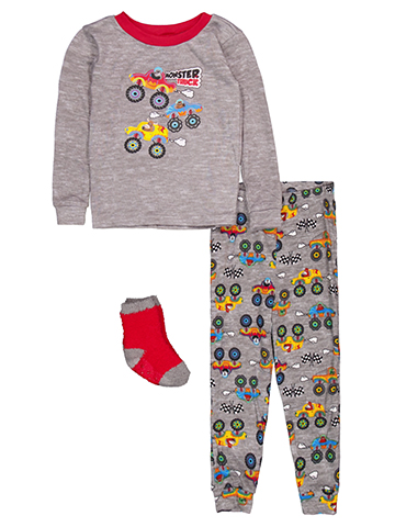 Mon Petit Boys' Monster Truck Pajama Set with Socks - CookiesKids.com