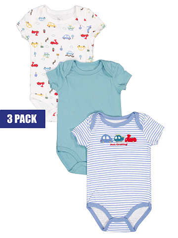 Duck Duck Goose Boys' 3-Pack Short Sleeve Bodysuits Set - CookiesKids.com