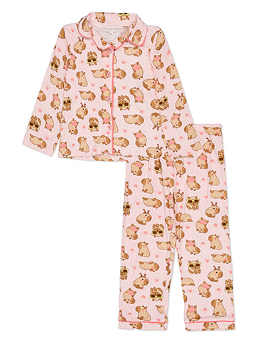 Princess Rose Girls' Capybara Print Pajama Set - CookiesKids.com