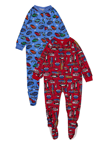 Mon Petit Boys' 2-Piece Footie Pajamas Set All Over Racing and Emergency Vehicles Print - CookiesKids.com