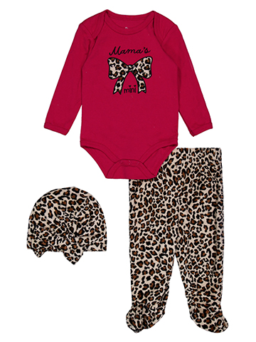 Princess Rose Baby Girls' Mama's Mini Leopard Print Three-Piece Set - CookiesKids.com