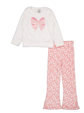 Sweet N Sassy Girls' Fuzzy Bow Sweatshirt and Pants Set - CookiesKids.com