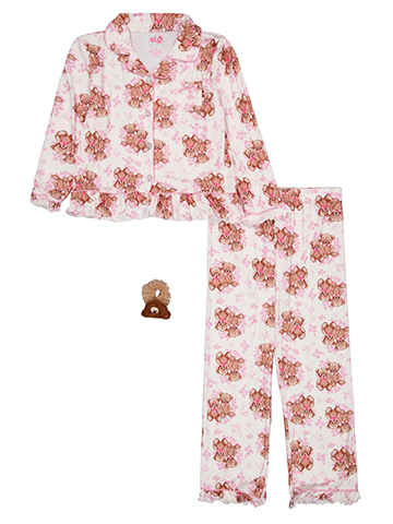Delia's Girls' Teddy Bear Pajama Coat Set with Hair Scrunchie - CookiesKids.com