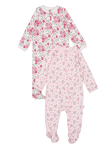 Duck Duck Goose Baby Girls' Two-Pack Floral Footed Coveralls Set - CookiesKids.com