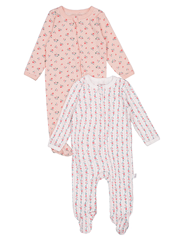 Duck Duck Goose Baby Girls' Zip-Up Floral Coveralls Set, Two Pack - CookiesKids.com