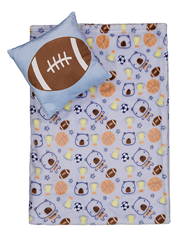T is For Toddler Sports Blanket and Pillow Set - CookiesKids.com