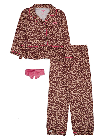 Delia's Girls' Leopard Print Pajama Coat Set with Headband - CookiesKids.com