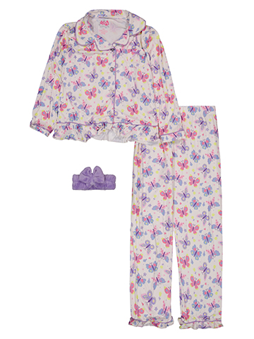 Delia's Girls' Button-Up Butterfly Pajama Jacket Set with Headband - CookiesKids.com