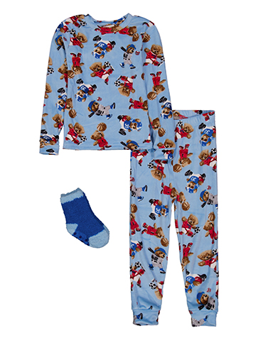 Mon Petit Boys' Sports Teddy Bear Print Pajama Set with Fuzzy Socks - CookiesKids.com