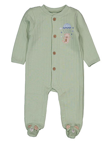 Duck Duck Goose Baby Boys' Long-Sleeve Parachute Teddy Bear Footed Button Up Sleeper - CookiesKids.com