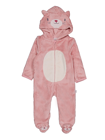 Duck Duck Goose Baby Girls' Zip-Up Soft Plush Cat Hooded Sleeper Suit - CookiesKids.com