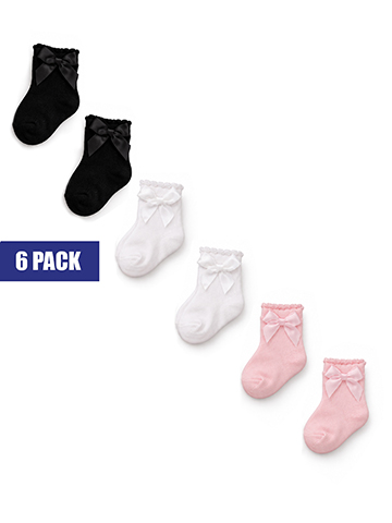 Princess Rose Baby Girls' Fancy Bow Socks 6-Pair Set - CookiesKids.com