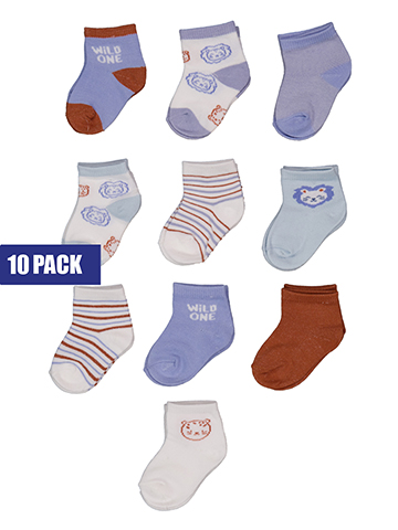Duck Duck Goose Baby Boys' 10-Pair Animal Print Socks Set - CookiesKids.com