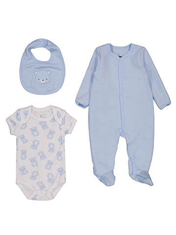 Duck Duck Goose Baby Boys' Bear Print Footed Sleeper, Bodysuit & Bib Set - CookiesKids.com