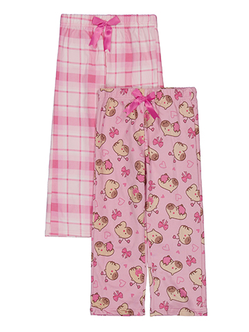 Delia's Girls' Two-Piece Plaid and Capybara Print Pajama Pants Set - CookiesKids.com