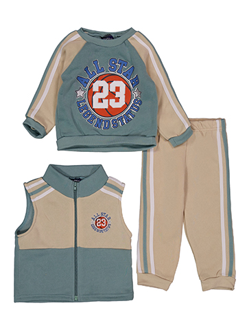 Qaud Seven Baby Boys' 3-Piece All Star Basketball Colorblock Vest, Sweater, and Joggers Set - CookiesKids.com
