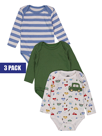 Millie & Myles Baby Boys' 3-Pack Long-Sleeve Bodysuits - CookiesKids.com