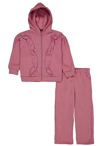 My Destiny Girls' Ruffle Zip Hoodie and Sweatpants Set - CookiesKids.com
