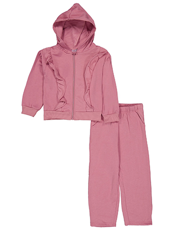 My Destiny Girls' 2-Piece Full-Zip Ruffle Front Hoodie and Sweatpants Set - CookiesKids.com