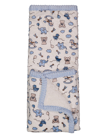 Duck Duck Goose Baby Sherpa Fleece Blanket with Toy Animals Print - CookiesKids.com
