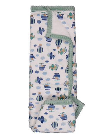 Duck Duck Goose Baby Aircraft Print Blanket Set with Decorative Trim - CookiesKids.com