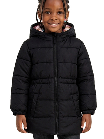 Arctic Hero Girls' Teddybear Print Fleece Lined Puffer Coat with Hood - CookiesKids.com