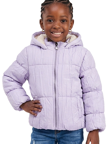 Jessica Simpson Girls' Quilted Hooded Puffer Jacket with Faux Fur - CookiesKids.com