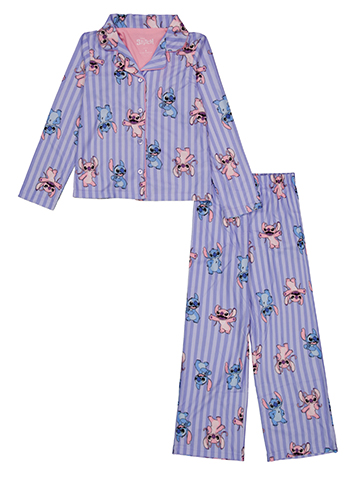 Disney Stitch Girls' Stitch and Angel Striped Pajama Coat Set - CookiesKids.com