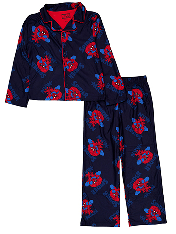 Spider-Man Boys' 2-Piece All Over Print Button-Up Pajama Jacket Set - CookiesKids.com