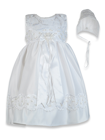 Pretty Me Baby Girls' Christening Dress With Bonnet - CookiesKids.com