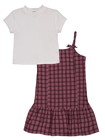 Amy Byer Girls' Ribbed Tee and Textured Dress Set - CookiesKids.com