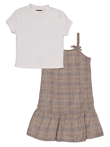 Amy Byer Girls' Ribbed Tee and Textured Dress Set - CookiesKids.com