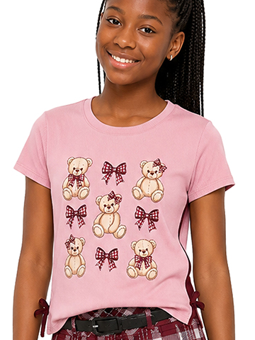 Amy Byer Girls' Teddy Bear Graphic Short-Sleeve Top - CookiesKids.com
