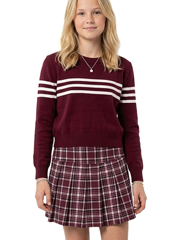 Amy Byer Girls' Striped Sweater and Pleated Plaid Skirt Set - CookiesKids.com