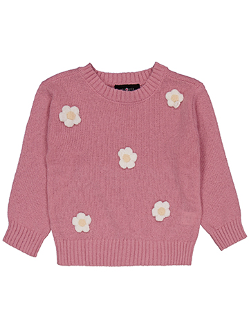 Amy Byer Girls' Flower Embellished Crew Neck Sweater - CookiesKids.com