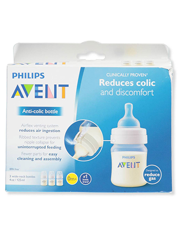Avent 3-Pack Wide-Neck Anti-Colic Bottles (4 oz.) - CookiesKids.com