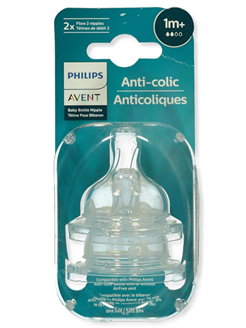 Avent 2-Pack Slow Flow Anti-Colic Bottle Nipples - CookiesKids.com