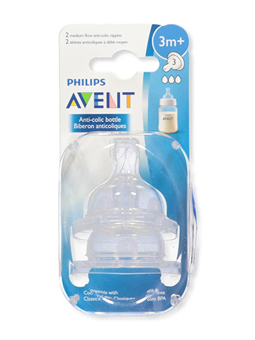 Avent 2-Pack Medium Flow Anti-Colic Bottle Nipples - CookiesKids.com