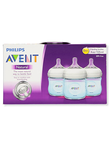 Avent 3-Pack Natural Bottles (4 oz.) - CookiesKids.com
