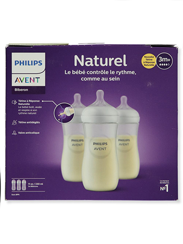 Avent 3-Pack Natural Wide Neck Bottles (11 oz.) - CookiesKids.com