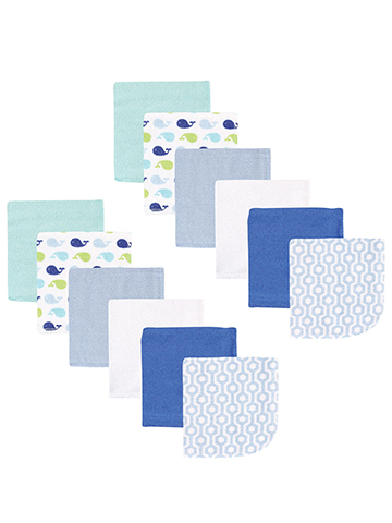 Luvable Friends “Sweet Whales” 12-Pack Washcloths - CookiesKids.com