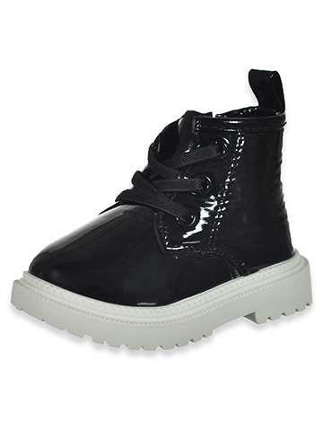 First Steps Baby Girls' Patent Leather Combat Boots - CookiesKids.com