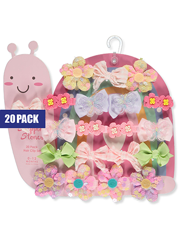 Stepping Stones Baby Girls' 20-Pack Hair Clip Set Pack - CookiesKids.com