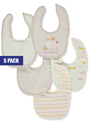 Rene Rofe Baby Girls' 5-Pack Love Terry Bibs - CookiesKids.com