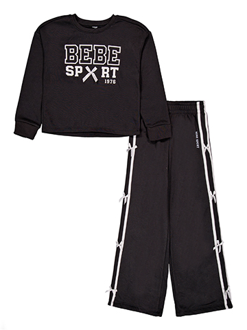 Bebe Girls' Sport Sweatshirt and Pants Set with Bow Applique Trim - CookiesKids.com