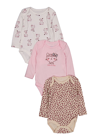Baby Views Baby Girls' Cute Cat Bodysuits 3-Pack Set - CookiesKids.com
