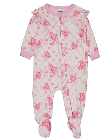 Bebe Baby Girls' Floral Print Footie Sleeper with Zipper - CookiesKids.com