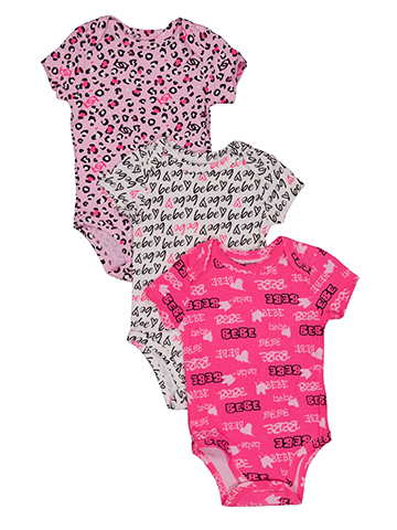 Bebe Baby Girls' 3-Piece Short Sleeve Heart Print Bodysuit Set - CookiesKids.com