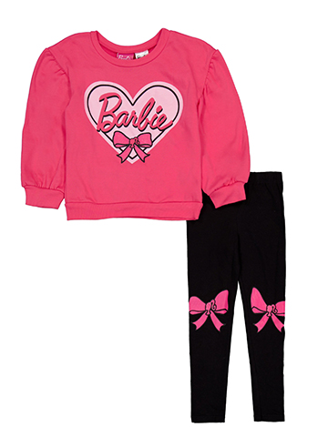 Girls' Barbie Heart Logo Sweatshirt and Leggings Set - CookiesKids.com